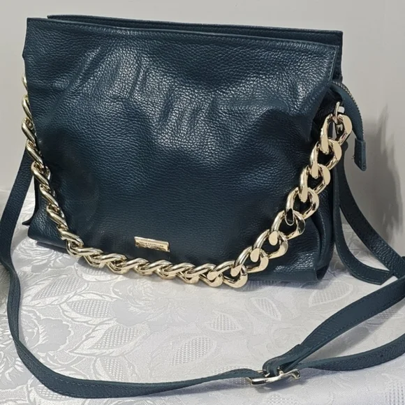 Viola Castellani Teal Satchel Two Way Carry Made in Italy - Picture 5 of 12